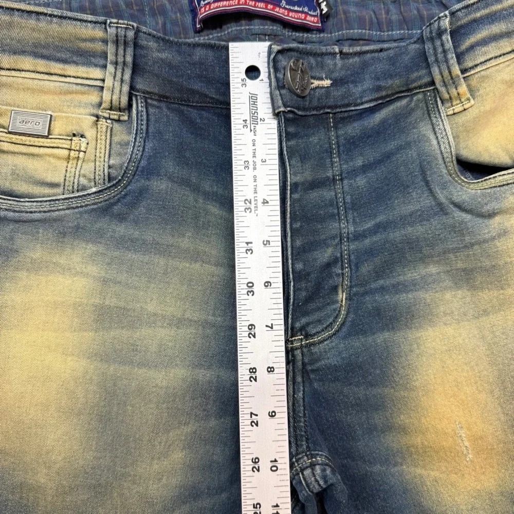 Aero Mens Size‎ 42 33x33 Dirty Wash Jeans Mud Wash Button Fly Y2K Streetwear